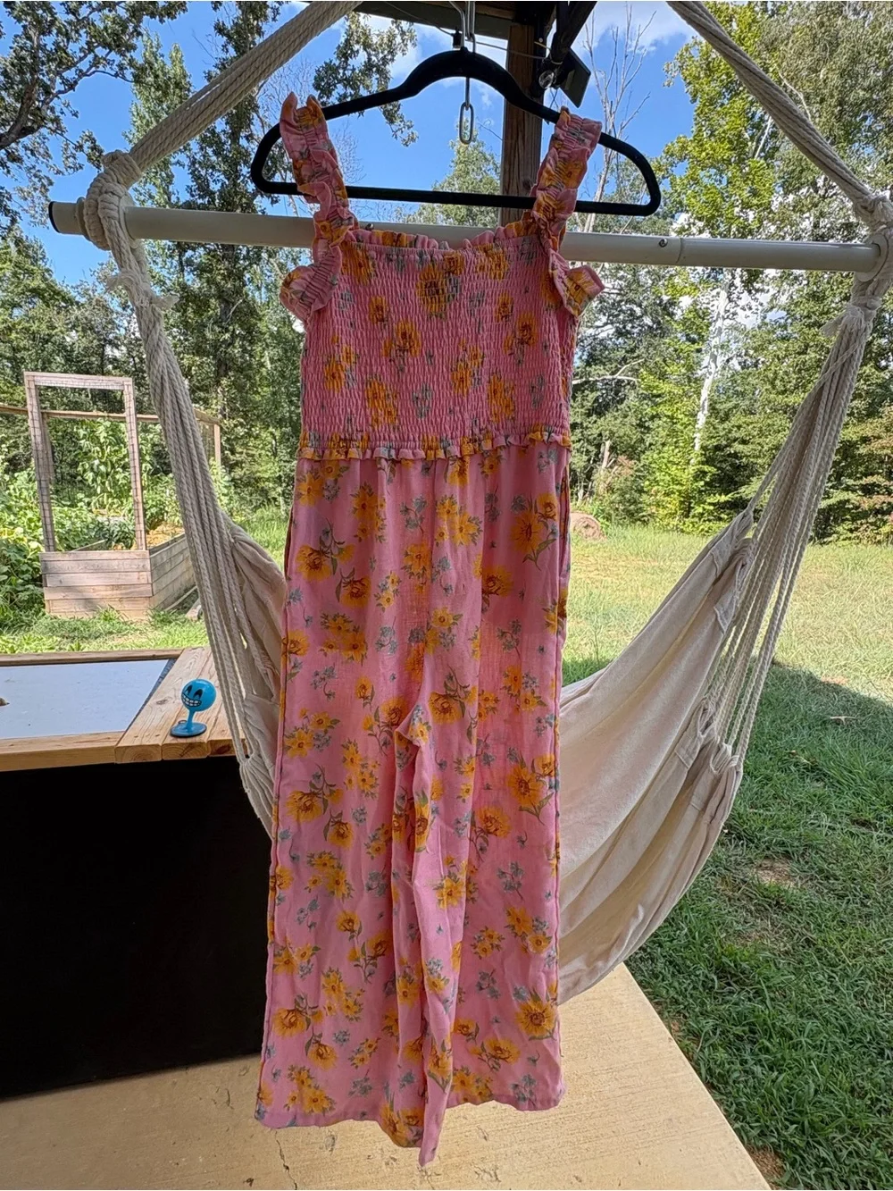 Girls' Pink Floral Smocked Jumper Old Navy size